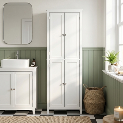 HOMCOM 67" Tall Bathroom Storage Cabinet, Freestanding Narrow Bathroom Cabinet with Adjustable Shelves for Living Room