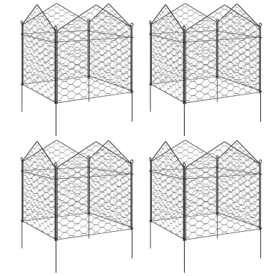 Outsunny 4 Pack Garden Cloches for Plants, 12" x 14" Metal Crop Cage, Plant Cages to Keep Animals Out, Black