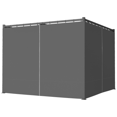 Outsunny 10' x 10' Retractable Pergola Canopy with Sidewalls, Metal Outdoor Gazebo Sun Shade Shelter, Dark Grey