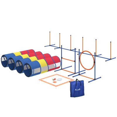 PawHut Dog Agility Training Set, 12-Piece Obstacle Course, Adjustable