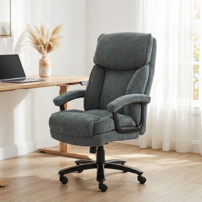 HOMCOM Big and Tall Executive Office Chair, Up to 450 lbs. Heavy Duty Desk Chair, Computer Chair for Heavy People, Grey