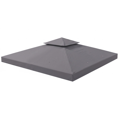 Outsunny 10' x 10' Square 2-Tier Gazebo Canopy Replacement Top Cover Outdoor Garden Sun Shade, Replacement Top Only, Dark Grey