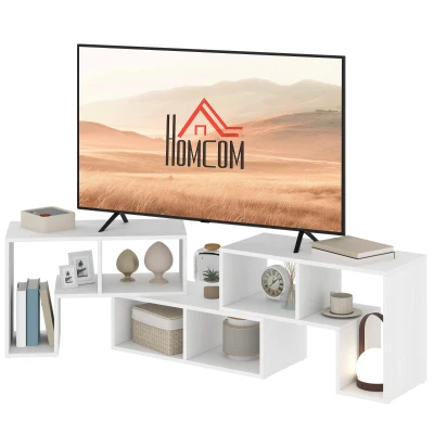 HOMCOM TV Stand for TVs up to 75", 3-Piece Modular TV Console with Open Storage Shelves, White