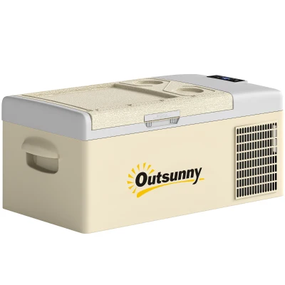 Outsunny 12 Volt Car Refrigerator, 17QT Car Fridge Electric Cooler, 12/24V DC and 100-240V AC, -4℉-50℉, Portable Refrigerator