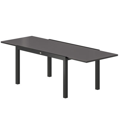 Outsunny Expandable Outdoor Dining Table, 55"-95" Patio Table with Tempered Glass Top and Aluminum Frame, Black
