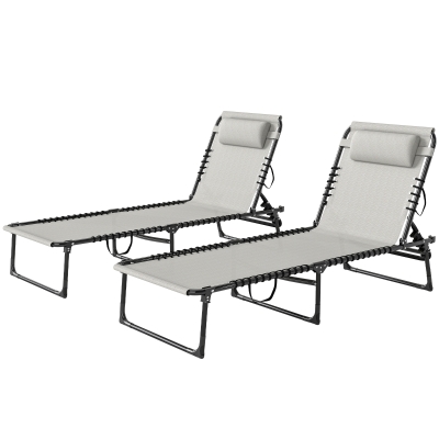 Outsunny Folding Chaise Lounge Chairs, 4-Position, Dark Blue