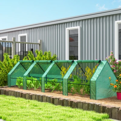 Outsunny 12' x 3' Mini Greenhouse, Outdoor UV PE Cover, Green