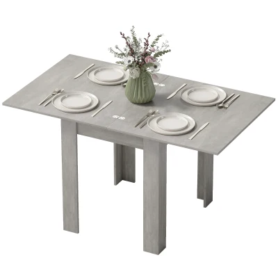 HOMCOM 55" Extendable Dining Table for 4-6, Kitchen Table with Steel Slides and Felt Pads for Small Spaces, Grey