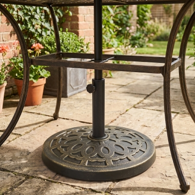 Outsunny 26 lbs Resin Round Umbrella Base Stand Market Parasol Base for Φ1.5", Φ1.89" Pole, for Backyard, Garden, Bronze