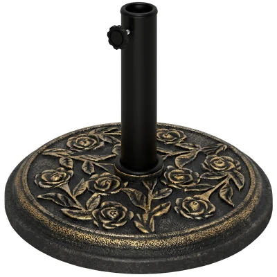 Outsunny 20 lbs Resin Round Patio Umbrella Base 18" Outdoor Decorative Cast Stone Parasol Stand Market Garden Umbrella Holder, Bronze