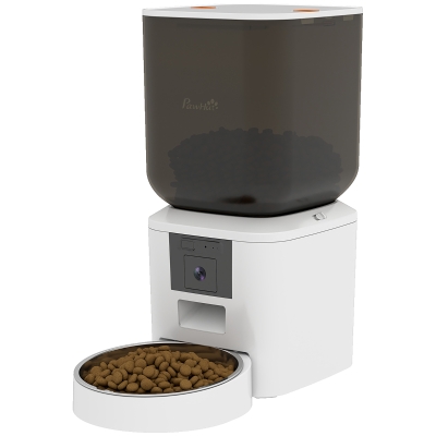 PawHut Automatic Cat Feeder with Camera, 2.4G WiFi, APP Control 8L Pet Feeder 1-10 Meals with 2-Way Audio, Dual Power Supply