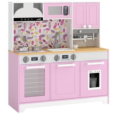 Qaba Kids Play Kitchen Set with Coffee & Ice Maker, Storage, 3-8Y