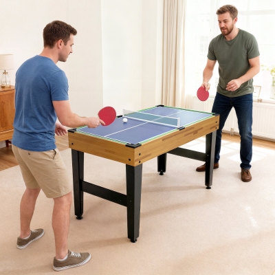Soozier 48 in 13-in-1 Combo Multi Game Table with Foosball, Pool, Hockey and More for Adults, Light Walnut