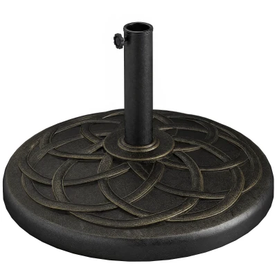 Outsunny 42 lbs Resin Round Market Umbrella Base Holder 22" Decorative Parasol Stand for Patio, Outdoor, Backyard, Bronze