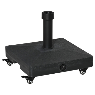 Outsunny HDPE Square Parasol Base, Portable Umbrella Stand Weights for Cantilever Banana Parasol with Wheels, 35lbs with Water or 40lbs with Sand, for Φ0.75" to Φ1.5" Pole, Black