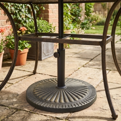 Outsunny 31 lbs Resin Round Market Umbrella Base Holder 19" Decorative Parasol Stand for Patio, Outdoor, Backyard, Bronze