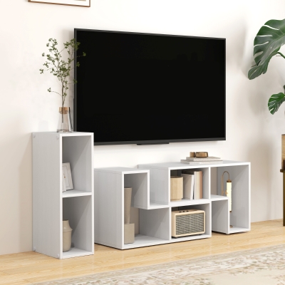 HOMCOM TV Stand for TVs up to 75", 3-Piece Modular TV Console with Open Storage Shelves, White