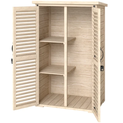 Outsunny 30" x 20" x 47" Wooden Garden Shed, Outdoor Storage Shed with Waterproof Asphalt Roof, Shelves, Natural