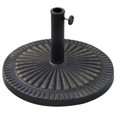 Outsunny 31 lbs Resin Round Market Umbrella Base Holder 19" Decorative Parasol Stand for Patio, Outdoor, Backyard, Bronze