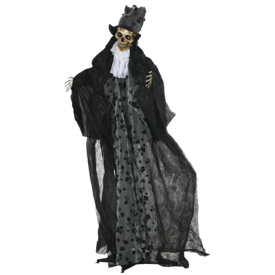 Outsunny 6FT Life Size Halloween Animatronics, Animated Grim Reaper Groom with Sound Motion Activated & Light Up Eyes