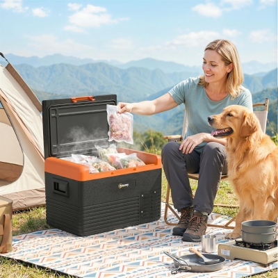 Outsunny 12 Volt Car Refrigerator, 32QT Car Fridge Electric Cooler, 12/24V DC and 100-240V AC, -4-68 ℉, Portable Refrigerator for Truck SUV Travel Camping Road Trips Tailgating
