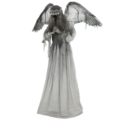 HOMCOM Halloween Animated Standing Crying Angel Decoration with Sound and Touch Activated