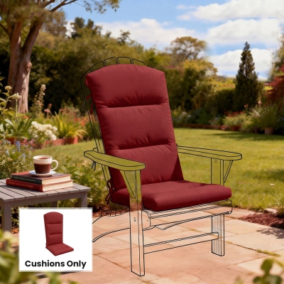 Outsunny Patio Chair Cushions for Adirondack Chair Replacement Cushions with Back and Ties, Wine Red