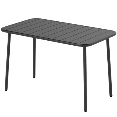 Outsunny 47" x 28" Outdoor Dining Table for 4, Rectangular Patio Table with Slatted Top and Rounded Edges, Grey