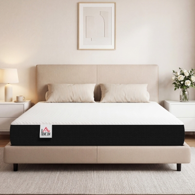 HOMCOM Queen Mattress 8 Inch Memory Foam Mattress in a Box, Pressure Relief & Lumbar Support, CertiPUR-US Certified Medium Firm