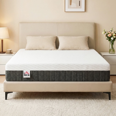 HOMCOM 10 Inch Queen Mattress in a Box, Pressure Relief & Lumbar Support, CertiPUR-US Certified, Medium Firm