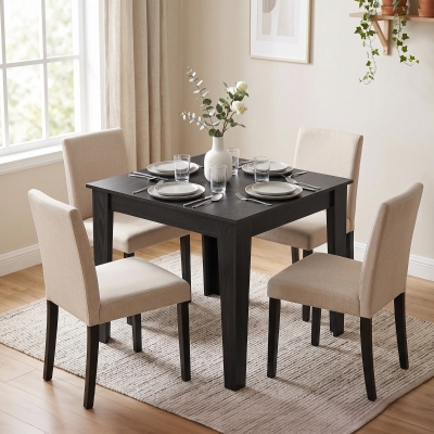 HOMCOM Square Dining Table for 4, 31.5" Modern Kitchen Table with Wood Effect Tabletop, for Dining Room, Kitchen, Living Room