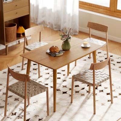 HOMCOM 47" x 30" Dining Table, Farmhouse Dining Room Table with Pine Wood Frame, Space Saving Kitchen Table, Brown