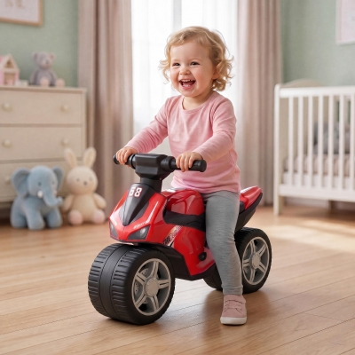 Qaba Balance Bike with Music and Wide Tires Baby Balance Bike for Toddlers 1-3 Years Red