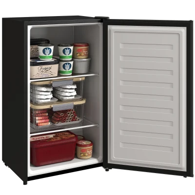 HOMCOM 2.1 Cu. Ft. Mini Freezer, Compact Upright Freezer with Reversible Door, Removable Shelf, Adjustable Temperature, Black