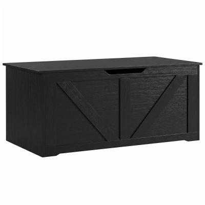 HOMCOM 39.4 Inches Storage Chest, Storage Trunk with 2 Safety Hinges for Living Room, White Wood Grain