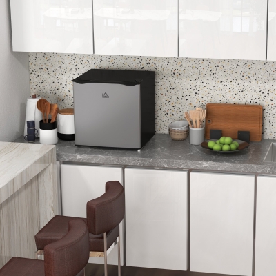 HOMCOM 1.1 Cu. Ft. Mini Freezer, Compact Upright Freezer with Reversible Door, Removable Shelf, Adjustable Temperature, Silver