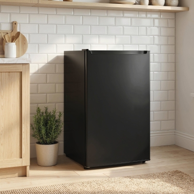HOMCOM 2.1 Cu. Ft. Mini Freezer, Compact Upright Freezer with Reversible Door, Removable Shelf, Adjustable Temperature, Black