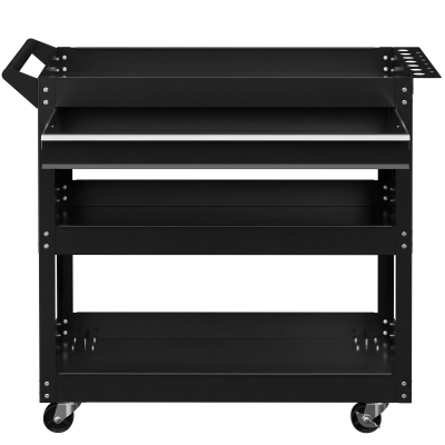 HOMCOM Tool Cart on Wheels, Utility Cart with Wheels, Ball Bearing Drawer, Storage Trays for Garage, Warehouse, Black