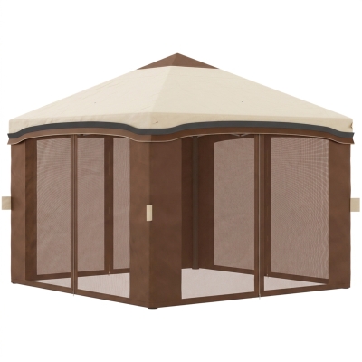 Outsunny 10' x 10' Pop Up Canopy with Netting, Foldable Tents for Parties, Height Adjustable, with Storage Bag