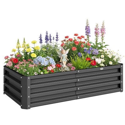 Outsunny 4' x 2' Galvanized Metal Raised Garden Bed, Gray