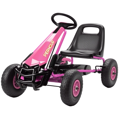 Qaba Kids Pedal Go Kart, Adjustable Seat, EVA Wheels, Pink