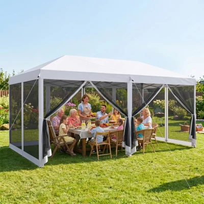 Outsunny 10' x 20' Heavy Duty Pop Up Canopy Tent, Cream White