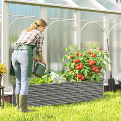 Outsunny 6' x 1.5' x 1.3' Galvanized Raised Garden Bed, Elevated Large Metal Planter Box w/ Install Gloves, Light Grey