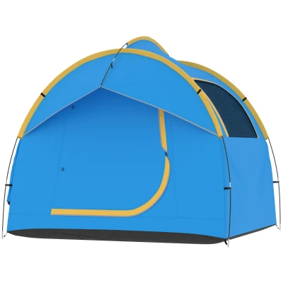 Outsunny 3000mm Waterproof SUV Tent, Car Tent with 3 Doors and Mesh Window, for 5-6 Person Camping Travel, Blue and Orange