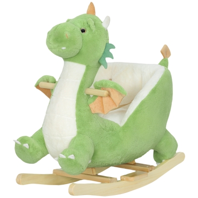 Qaba Baby Rocking Horse with Sound & Safety Belt, Green