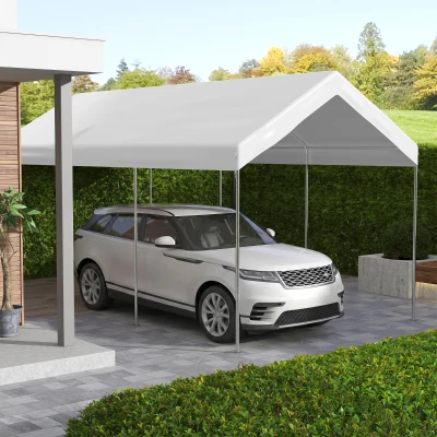 Outsunny 10x20ft UV Resistant Carport Canopy, White Cover