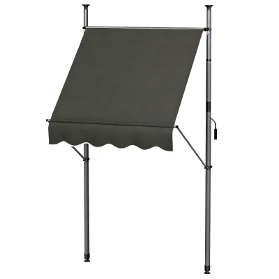 Outsunny 5' x 4' Manual Retractable Awning, UV Resistant, Dark Gray