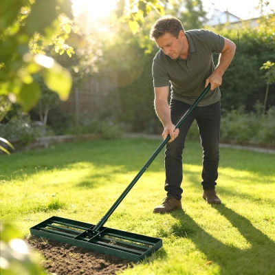 Outsunny 30" Heavy Duty Lawn Leveling Rake with 66.5" Handle