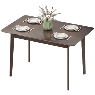 HOMCOM 47" Mid-Century Dining Table for 4, Rubber Wood Legs, Mahogany