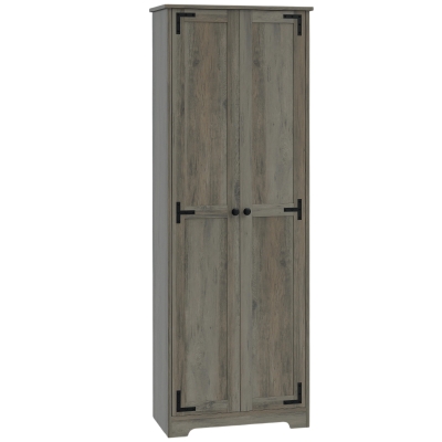 HOMCOM 67" Pantry Cabinet, Freestanding Farmhouse with Adjustable Shelves, Gray